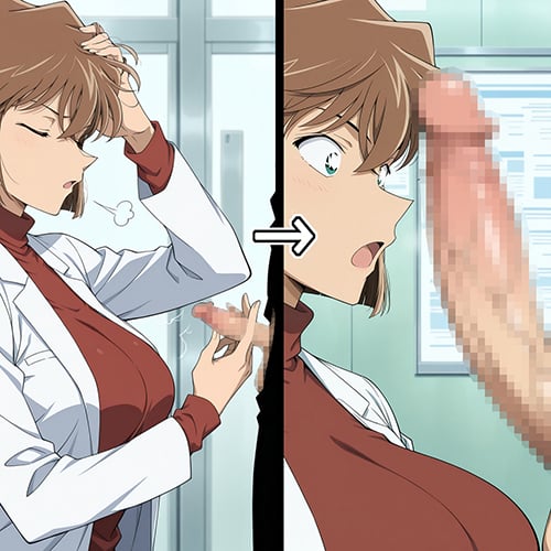【エロ画像】デカチンポ屈服レイプpart190！灰原哀が薬を使った巨大チンポでイカされたり…他ま……のアイキャッチ画像