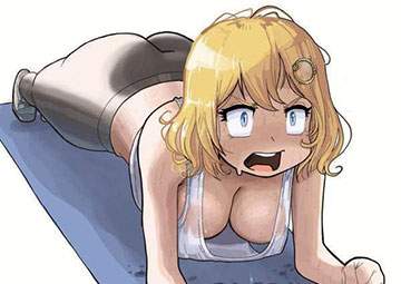 【胸チラ多発】腕立て伏せしてる女子の二次エロ画像