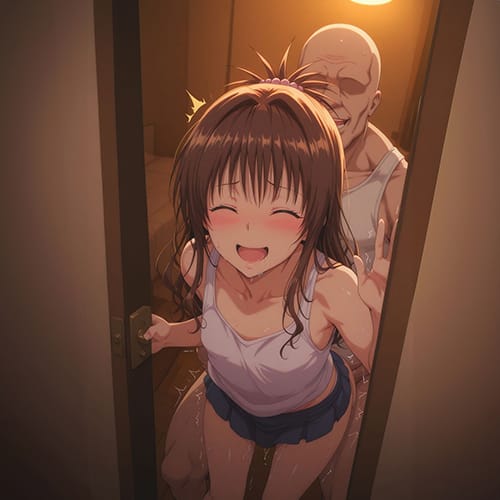【ToLOVEる・エロ漫画】下卑た中年のチンポで躾けられた結城美柑！リトに隠れてデカチンポで中出し調教されまくる…！