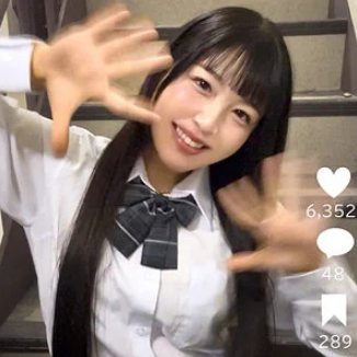 【エロ動画 素人】 喘ぎ声が可愛い黒髪ロングの制服美少女とセクロス