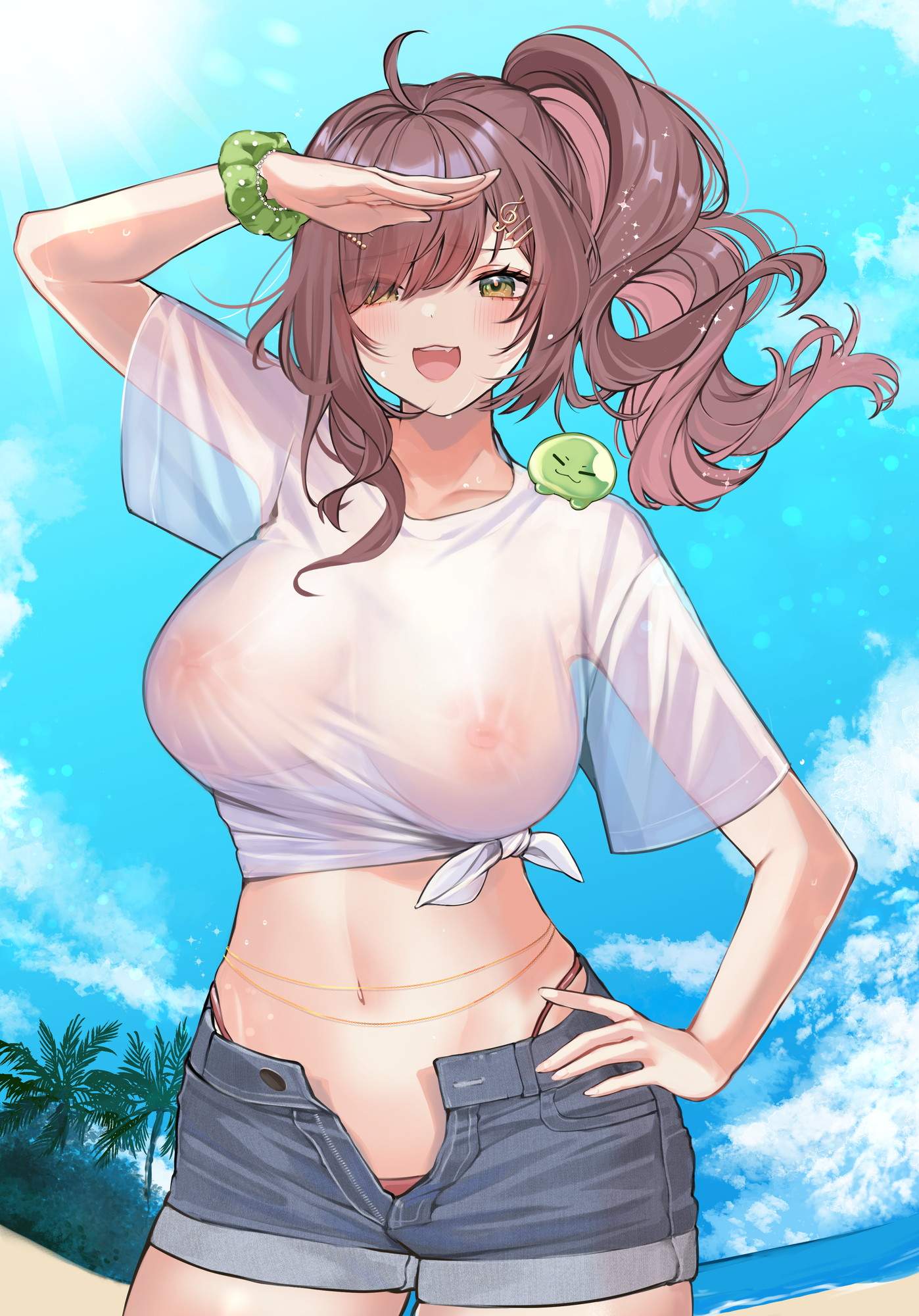 「今日暑すぎンだろ！」脚の付け根まで大胆に晒してるホットパンツ娘の画像♪